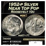 1952-p Roosevelt Dime Silver Near Top Pop 10c ms67