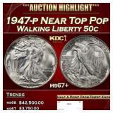1947-p Walking Liberty Half Dollar Near Top Pop 50