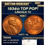 1934-d Lincoln Cent TOP POP! 1c ms67+ rd SEGS