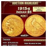 1915-s Gold Indian Half Eagle $5 ms63+ USCG