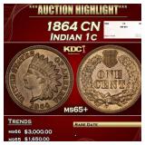 1864 CN Indian Cent 1c ms65+ SEGS