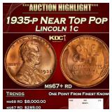 1935-p Lincoln Cent Near Top Pop 1c ms67+ rd SEGS