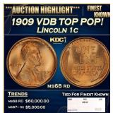 1909 VDB Lincoln Cent TOP POP! 1c ms68 rd SEGS