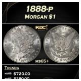 1888-p Morgan Dollar $1 Grades ms65+