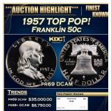 1957 Proof Franklin Half Dollar TOP POP! 50c pr69