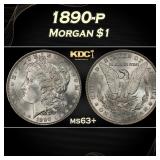 1890-p Morgan Dollar $1 Grades ms63+