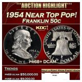 1954 Proof Franklin Half Dollar Near Top Pop! 50c