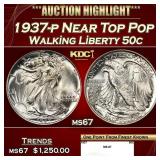 1937-p Walking Liberty Half Dollar Near Top Pop 50