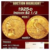 1925-d Gold Indian Quarter Eagle $2 1/2 ms65+ SEGS