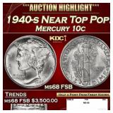 1940-s Mercury Dime Near Top Pop! 10c ms68 FSB SEG