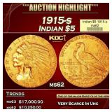 1915-s Gold Indian Half Eagle $5 ms62 USCG