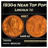 1930-s Lincoln Cent Near Top Pop! 1c Grades ms66 r