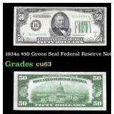1934a $50 Green Seal Federal Reserve Note Grades S