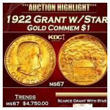 1922 Grant w/Star Gold Commem Dollar 1 ms67 SEGS