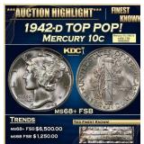 1942-d Mercury Dime TOP POP! 10c GEM++ FSB USCG
