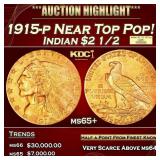 1915-p Gold Indian Quarter Eagle Near Top Pop! $2