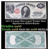 1917 $1 Large Size Legal Tender Note Grades Select