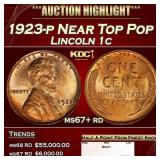 1923-p Lincoln Cent Near Top Pop 1c ms67+ rd SEGS