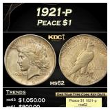 1921-p Peace Dollar $1 ms62 USCG