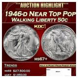 1946-d Walking Liberty Half Dollar Near Top Pop 50