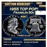 1955 Proof Franklin Half Dollar TOP POP! 50c pr69