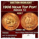 1906 Indian Cent Near Top Pop! 1c ms66+ rd SEGS