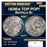 1936-s Buffalo Nickel TOP POP! 5c ms67+ SEGS