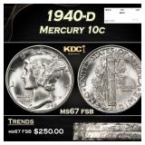 1940-d Mercury Dime 10c ms67 fsb SEGS