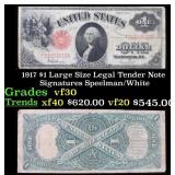 1917 $1 Large Size Legal Tender Note Grades vf++ S