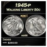 1945-p Walking Liberty Half Dollar 50c Grades ms66
