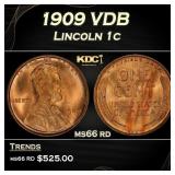 1909 VDB Lincoln Cent 1c Grades ms66 rd