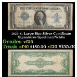 1923 $1 large size Silver Certificate Grades vf+ S