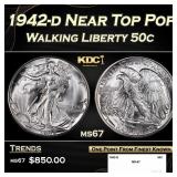 1942-d Walking Liberty Half Dollar Near Top Pop 50