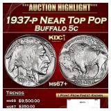 1937-p Buffalo Nickel Near Top Pop 5c ms67+ SEGS