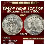 1947-p Walking Liberty Half Dollar Near Top Pop 50