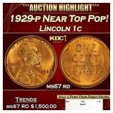 1929-p Lincoln Cent Near Top Pop! 1c ms67 rd SEGS