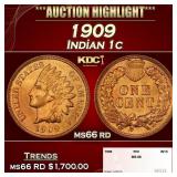 1909 Indian Cent 1c ms66 rd SEGS