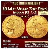 1914-p Gold Indian Quarter Eagle Near Top Pop! $2