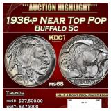 1936-p Buffalo Nickel Near Top Pop 5c ms68 SEGS