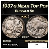 1937-s Buffalo Nickel Near Top Pop 5c ms67 SEGS