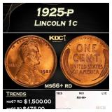 1925-p Lincoln Cent 1c ms66+ rd SEGS