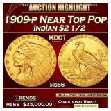 1909-p Gold Indian Quarter Eagle Near Top Pop! $2