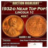 1932-d Lincoln Cent Near Top Pop! 1c ms66+ rd SEGS