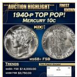 1940-p Mercury Dime TOP POP! 10c ms68+ FSB SEGS