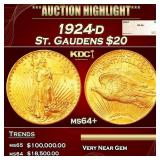 1924-d Gold St. Gaudens Double Eagle $20 ms64+ SEG