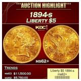 1894-s Gold Liberty Half Eagle $5 ms62+ USCG