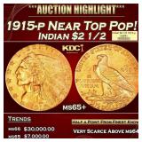 1915-p Gold Indian Quarter Eagle Near Top Pop! $2