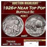 1926-p Buffalo Nickel Near Top Pop 5c ms67 SEGS
