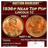 1936-p Lincoln Cent Near Top Pop 1c ms67+ rd SEGS