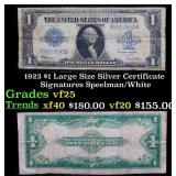 1923 $1 large size Silver Certificate Grades vf+ S